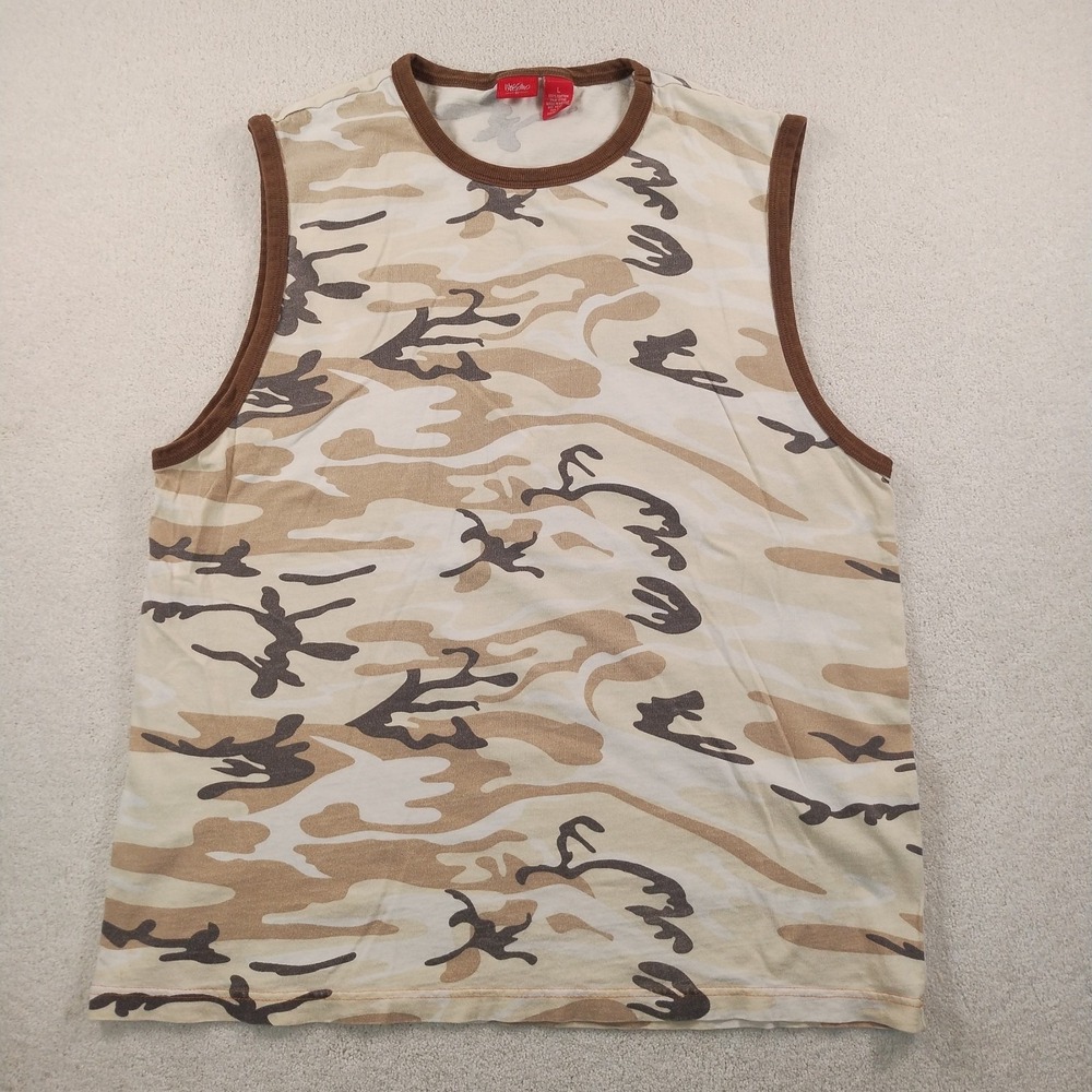 Vtg Mossimo Sleeveless Ringer Shirt Men's L Desert Camo Grunge Skate Surf y2k
